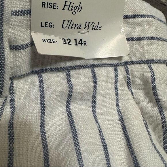 ABERCROMBIE Pants Women 32 High Ultra Wide Leg Linen Pinstripe Office Resort - Picture 12 of 12